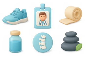 Cartoon healthcare icons for medical and wellness design projects