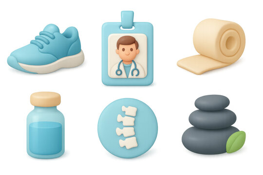 Cartoon healthcare icons for medical and wellness design projects