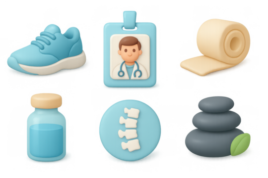 Cartoon healthcare icons for medical and wellness design projects