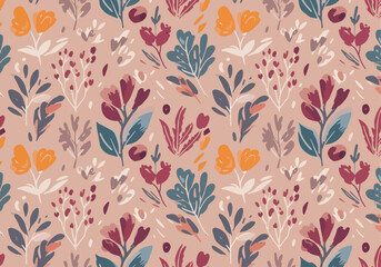 Elongated floral forms drift into a foggy mist, blending colors softly in a watercolor landscape © Pastel