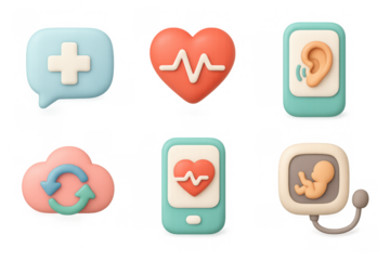 Health and medical icon set for digital design and healthcare applications