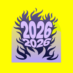 2026 bold energetic flames vector graphic year new year