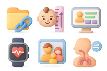 Simple health icons collection for medical and wellness design