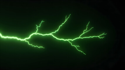 Electrifying green lightning strikes across a dark sky creating a thrilling and powerful atmosphere