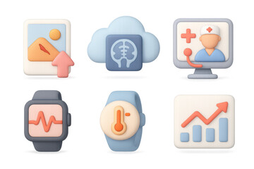 Medical technology and healthcare icons for digital design and application interfaces