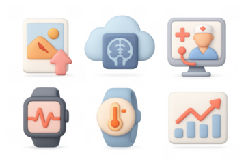 Medical technology and healthcare icons for digital design and application interfaces