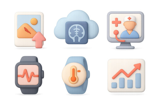 Medical technology and healthcare icons for digital design and application interfaces