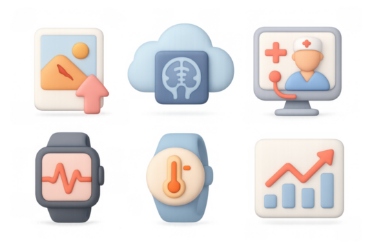 Medical technology and healthcare icons for digital design and application interfaces