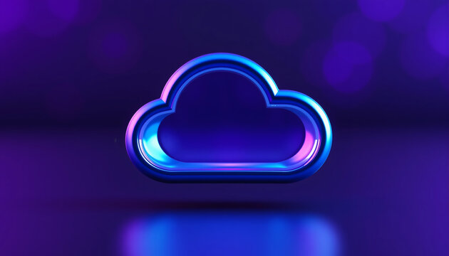 Modern metallic cloud icon for digital storage solutions and data sharing in technology design