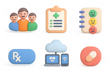 Colorful health icon set for digital health solutions and medical communication design