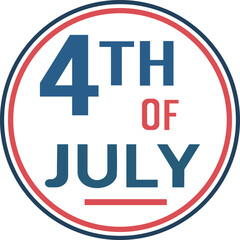 This logo celebrates the 4th of July with a bold and simple design. The prominent "4TH" is displayed in blue, with "of JULY" below it in red, encapsulated within a circular badge. This design conveys 
