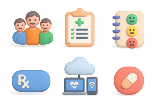 Colorful health icon set for digital health solutions and medical communication design