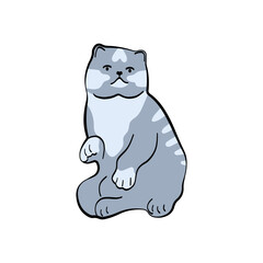 Cute doodle cat in a playful pose. Cartoon pet kitten perfect for stickers, stationery, prints and pet-themed designs