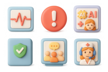 Medical icon set featuring ai, healthcare, and emergency symbols for digital design