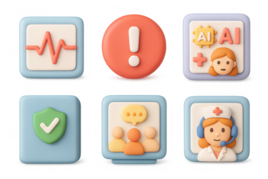 Medical icon set featuring ai, healthcare, and emergency symbols for digital design