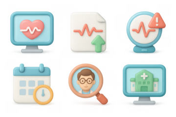 Simple health icons set for medical app and web design
