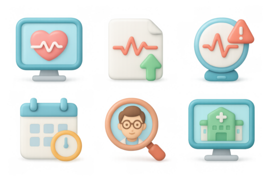 Simple health icons set for medical app and web design