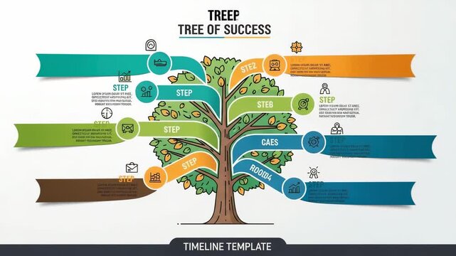 Tree of success infographic video with timeline template for business