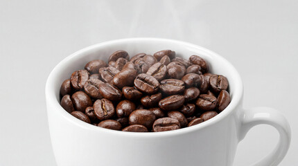 Fototapeta premium Toasted Coffee Beans in a White Cup