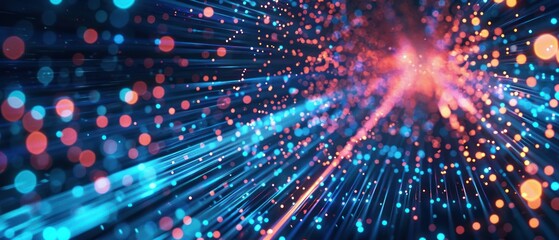 Fototapeta premium Abstract technology background of high speed global data transfer, ultra fast broadband and connection, digital cyber tech motion