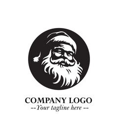 Santa Claus Logo Symbol in Black on White Background for Classic Holiday Branding and Design ArtPlus