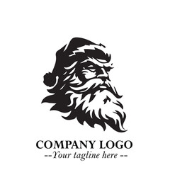 Santa Claus Logo Symbol in Black on White Background for Classic Holiday Branding and Design ArtPlus