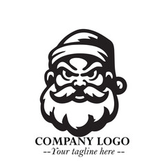 Santa Claus Logo Symbol in Black on White Background for Classic Holiday Branding and Design ArtPlus