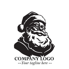 Santa Claus Logo Symbol in Black on White Background for Classic Holiday Branding and Design ArtPlus