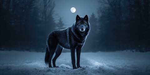 Obraz premium Dark gray wolf in a natural setting, emphasizing wilderness preservation efforts