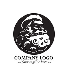 Santa Claus Logo Symbol in Black on White Background for Classic Holiday Branding and Design ArtPlus