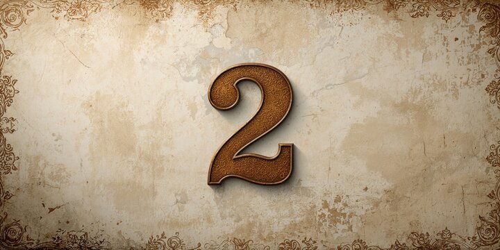 Number two painted on the wall, decorative mural with textured patterns for artistic backgrounds, World Art Day