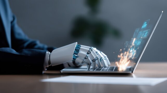 Close-up of innovative robotics in a digital art office a futuristic concept