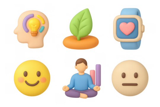 Mindfulness and wellness icon set for meditation and relaxation design projects