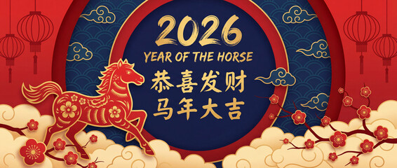 2026 Year of the Horse Chinese New Year Banner