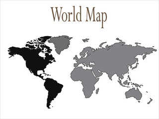 Freehand world map sketch on white background.