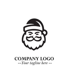 Santa Claus Logo Symbol in Black on White Background for Classic Holiday Branding and Design ArtPlus