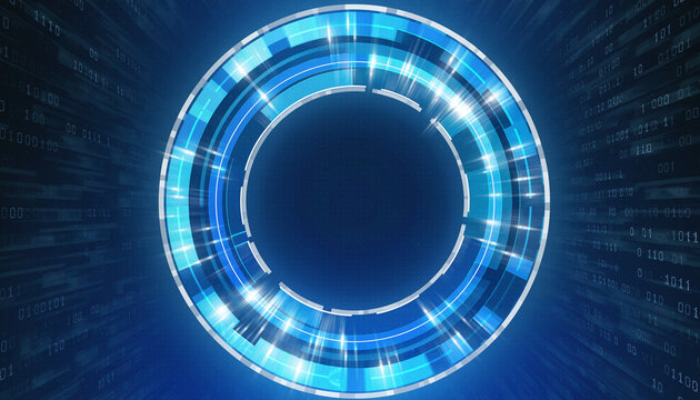 Digital Cipher: Abstract digital image with glowing blue circular design, representing innovation and high tech concepts.