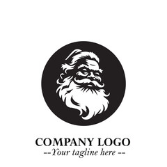 Santa Claus Logo Symbol in Black on White Background for Classic Holiday Branding and Design ArtPlus