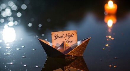Moonlit Origami Boat with "Good Night Love" Note — Dreamy Night Romance
