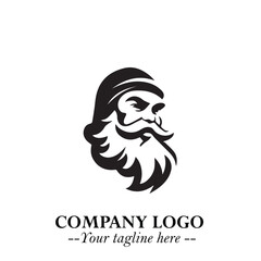 Santa Claus Logo Symbol in Black on White Background for Classic Holiday Branding and Design ArtPlus