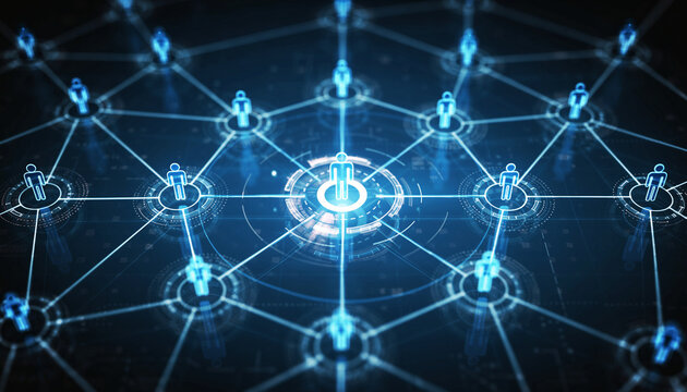 Digital Network: An intricate network of connected nodes pulses with energy, visualizing the power and reach of interconnected systems in an ever-evolving digital world.