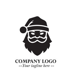 Santa Claus Logo Symbol in Black on White Background for Classic Holiday Branding and Design ArtPlus