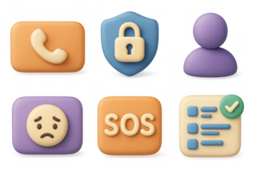 Crisis help icons for emergency assistance and communication design