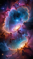 Cosmic Symphony - A Vibrant Nebula Unveiling the Universes Artistry.