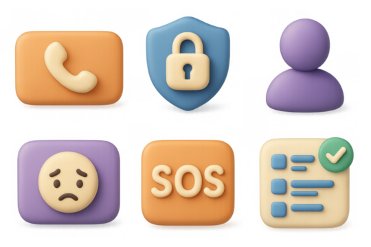 Crisis help icons for emergency assistance and communication design
