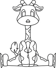 Giraffe Ice skating Ice skates Winter sports Animal Vector Graphic Art Illustration