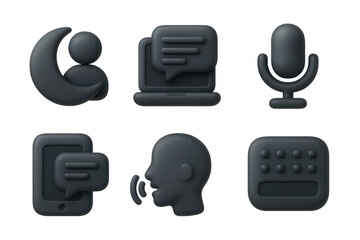 Accessibility icon set featuring communication and technology symbols for inclusive design