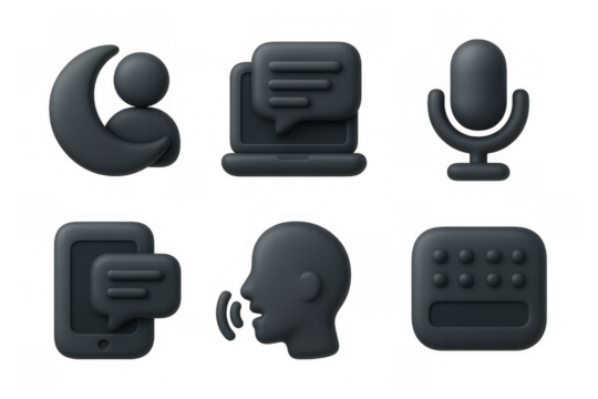 Accessibility icon set featuring communication and technology symbols for inclusive design