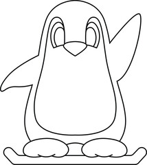 Penguin Snowboarder Snowboard Winter sports Animal Vector Graphic Art Illustration