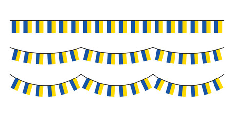Seamless flag of Ukraine party bunting border. Flat design illustration.	